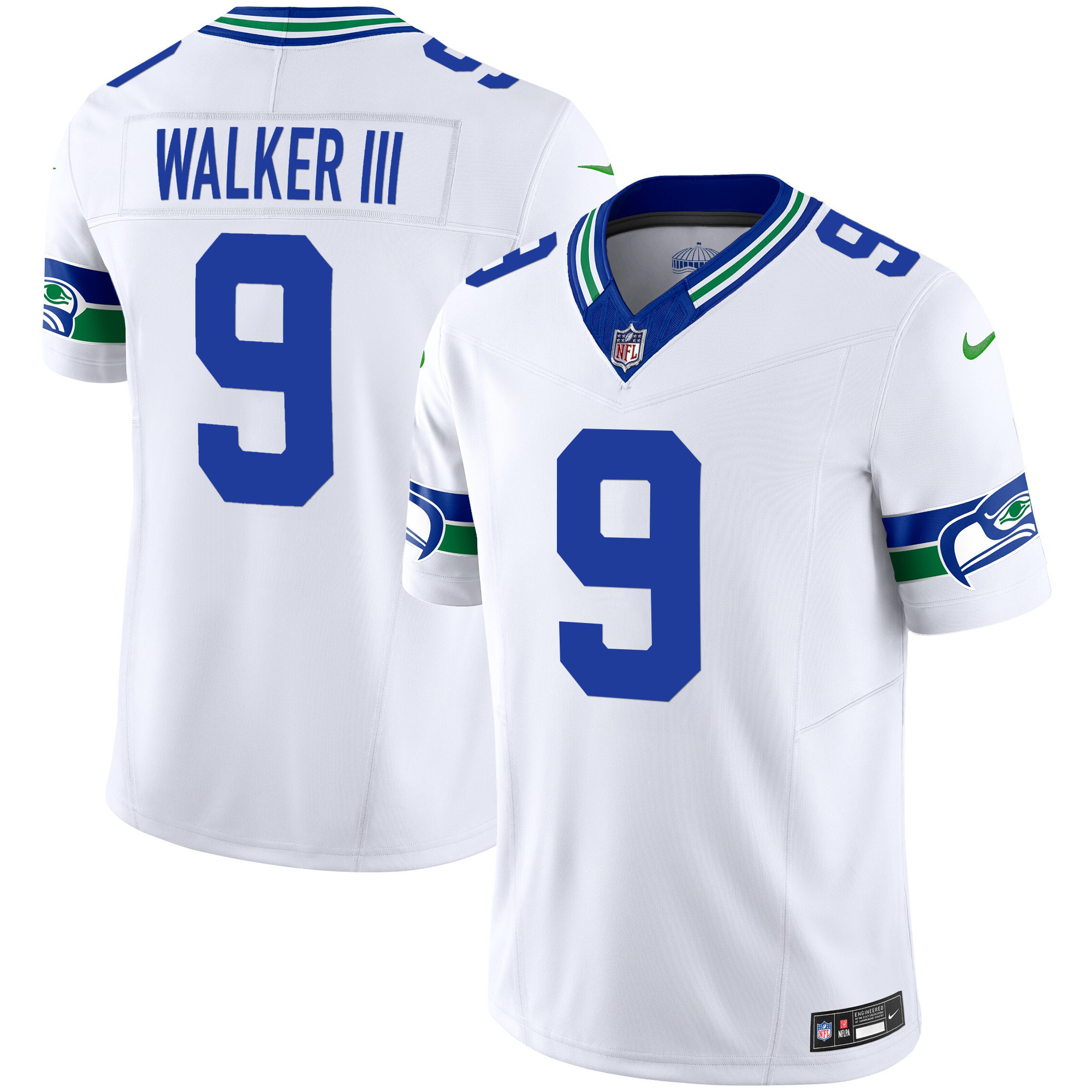 Walker III Men's Seattle Seahawks Throwback Vapor Limited White Jersey - All Stitched 