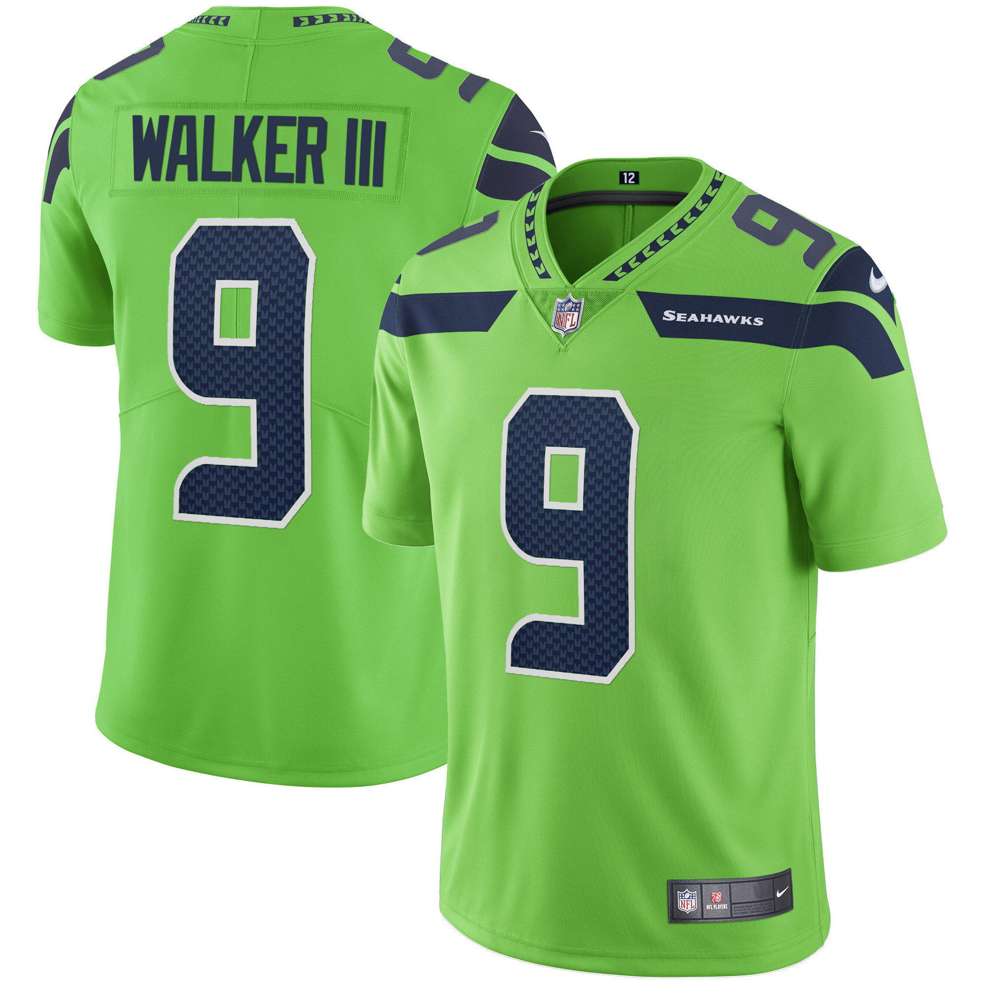 Walker III Men's Seattle Seahawks Vapor Green Jersey - All Stitched 