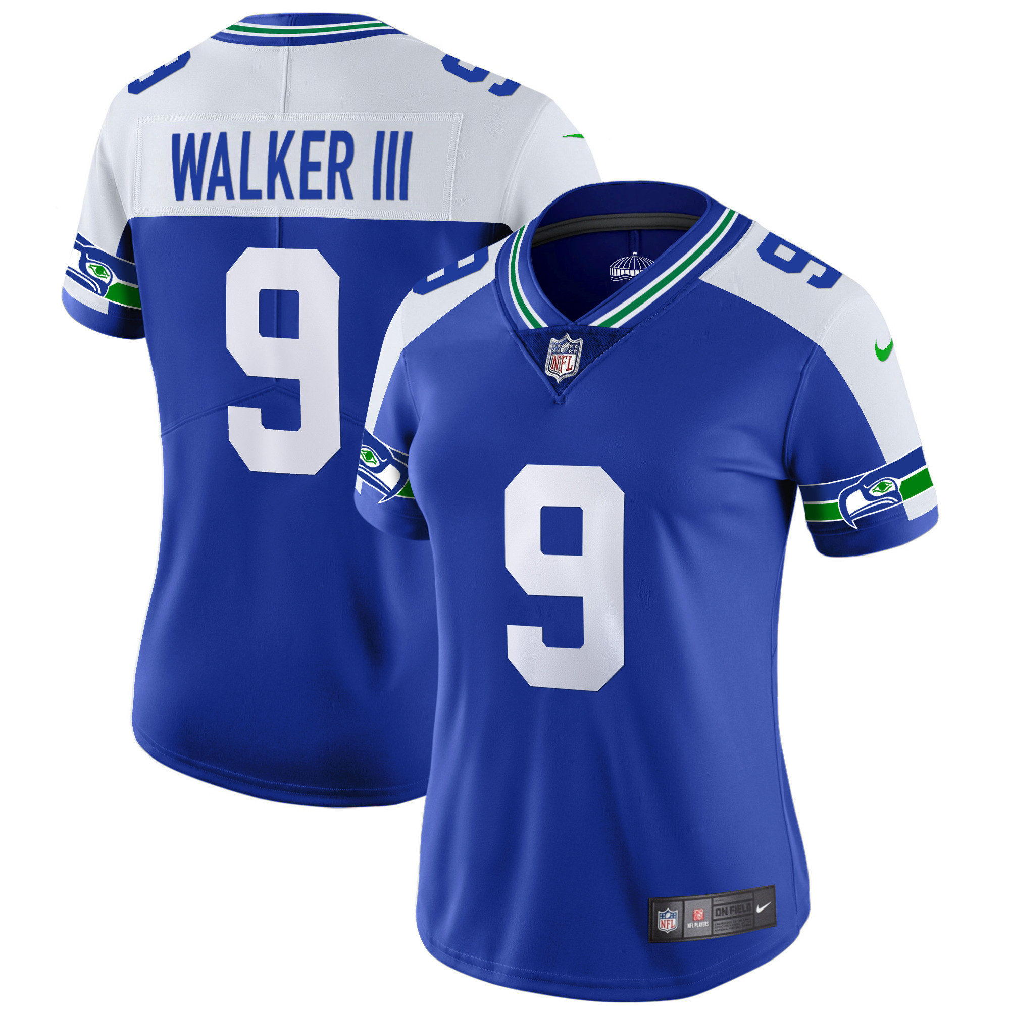 Walker III Women's Seattle Seahawks Throwback & Gold Alternate Jersey - All Stitched 