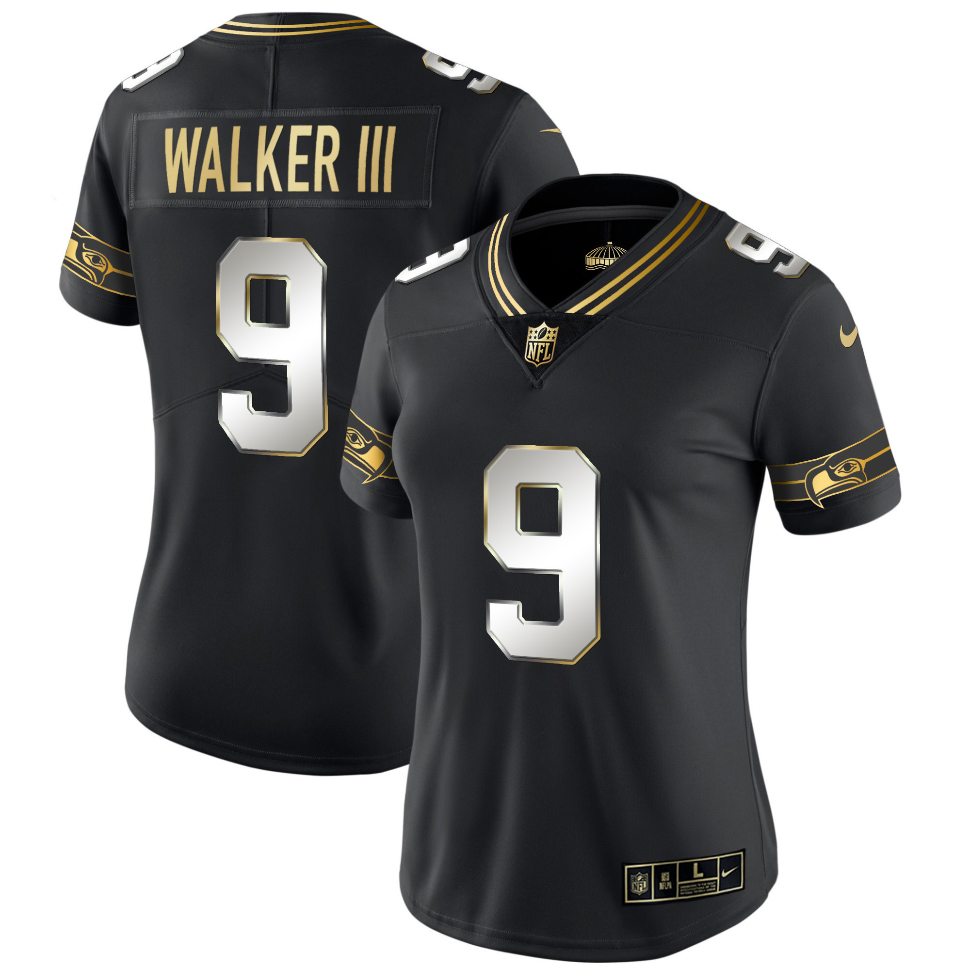 Walker III Women's Seattle Seahawks Throwback & Gold Black Limited Jersey - All Stitched 