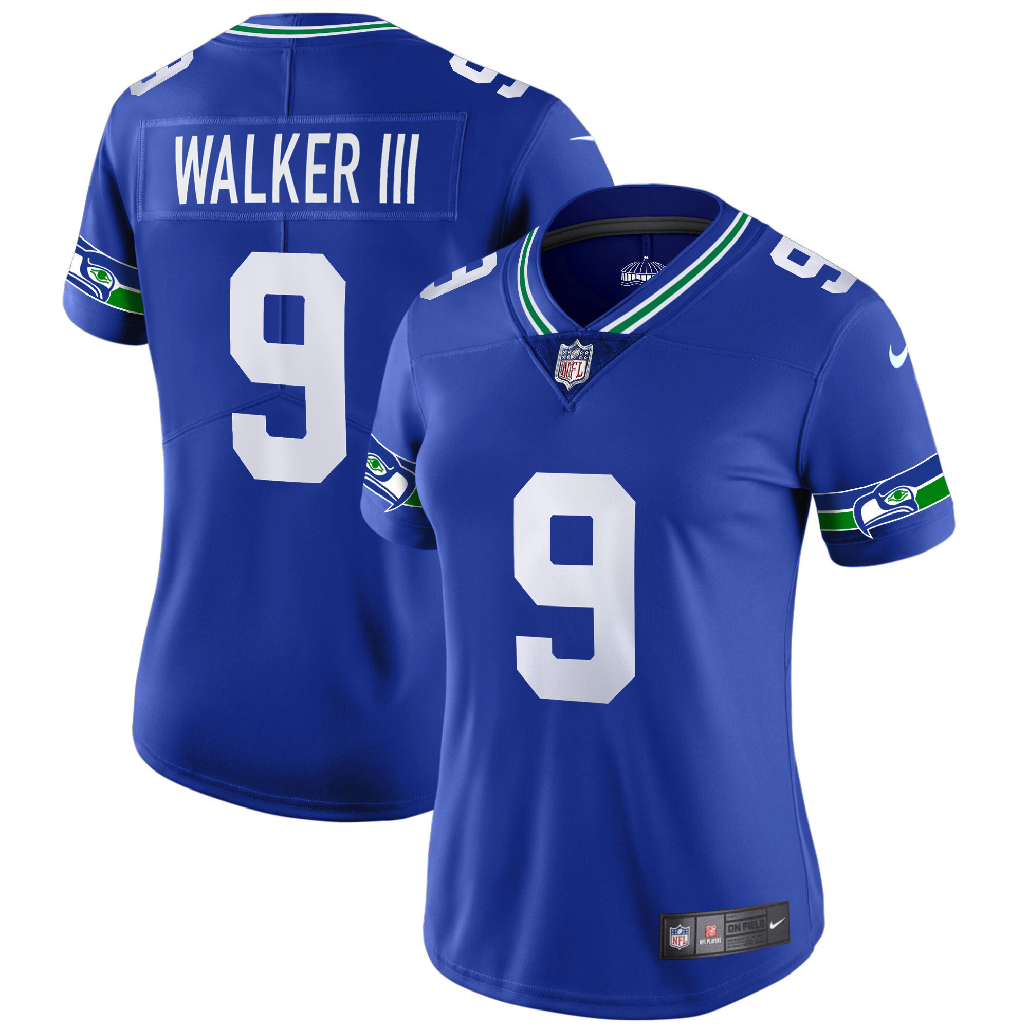 Walker III Women's Seattle Seahawks Throwback & Gold Royal Jersey - All Stitched 