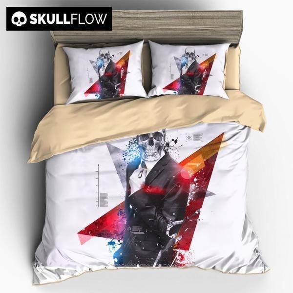 Walking Dead Suit Skull Duvet Cover Bedding Set