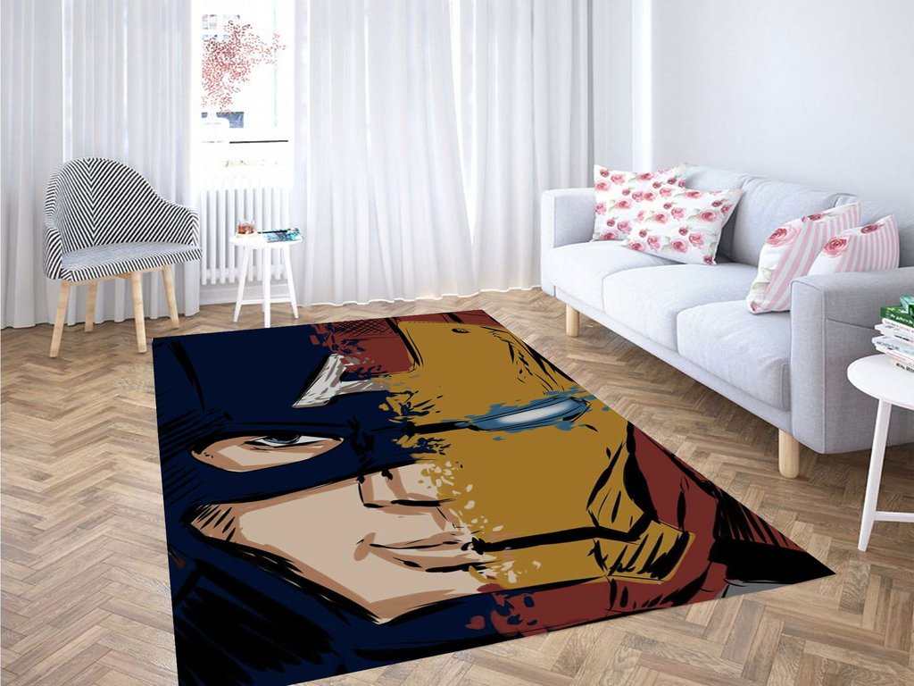 Wallpaper-iron Man And Captain America Living Room Modern Carpet Rectangle Rug