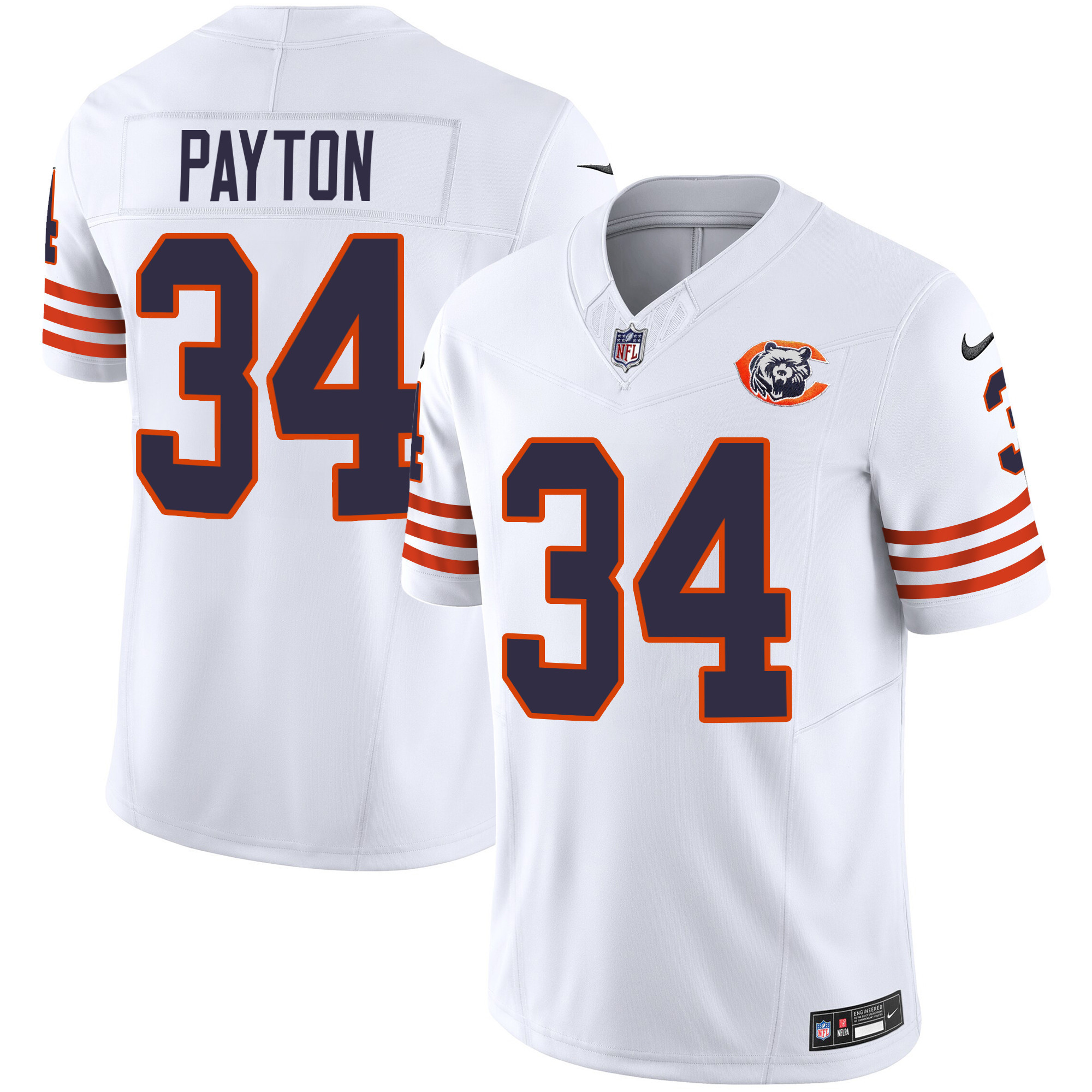 Walter Payton Men's Chicago Bears Throwback Vapor White Jersey - All Stitched 