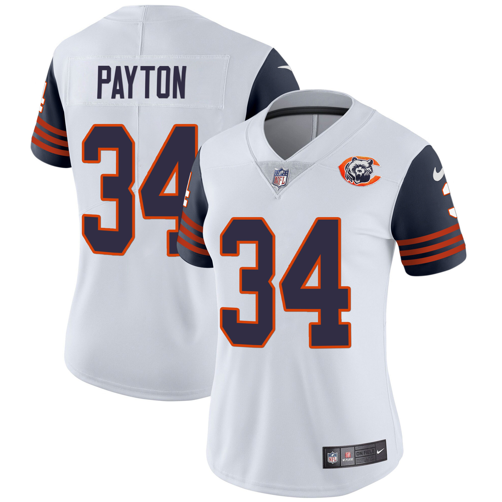Walter Payton Women's Chicago Bears Throwback Vapor Navy Sleeves Jersey - All Stitched 