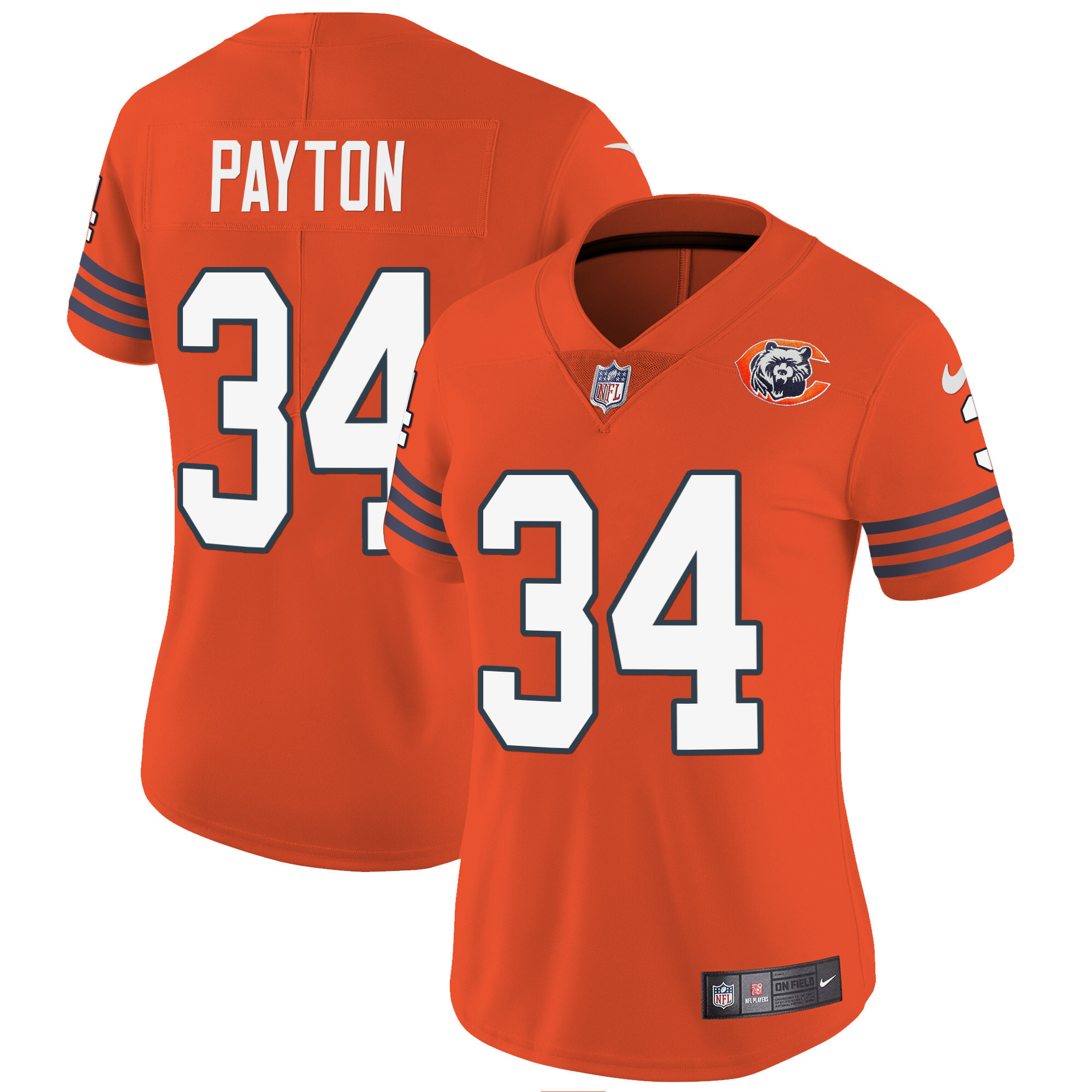 Walter Payton Women's Chicago Bears Throwback Vapor Orange Jersey - All Stitched 