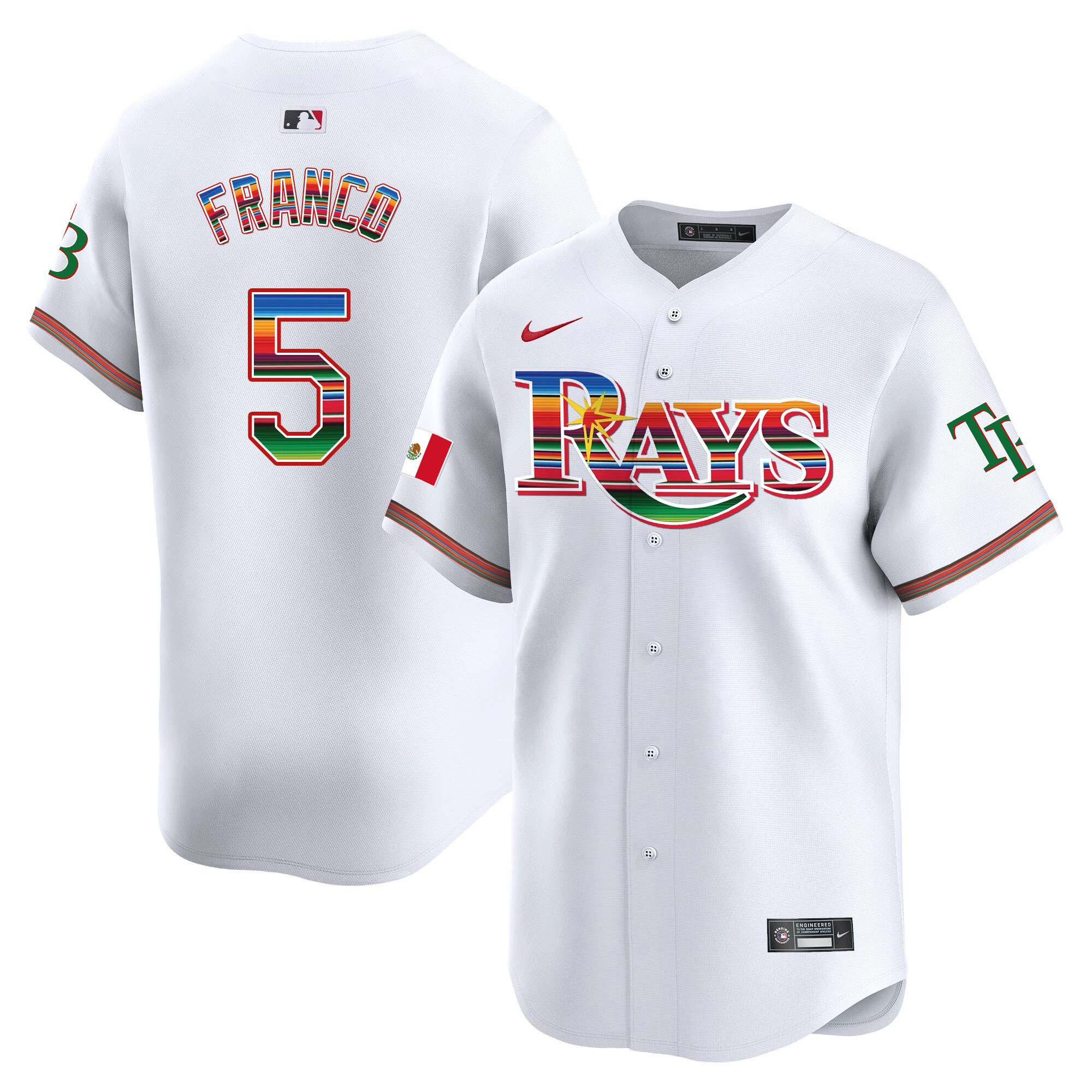 Wander Franco Men's Tampa Bay Rays Mexico Vapor Premier Limited White Jersey - All Stitched