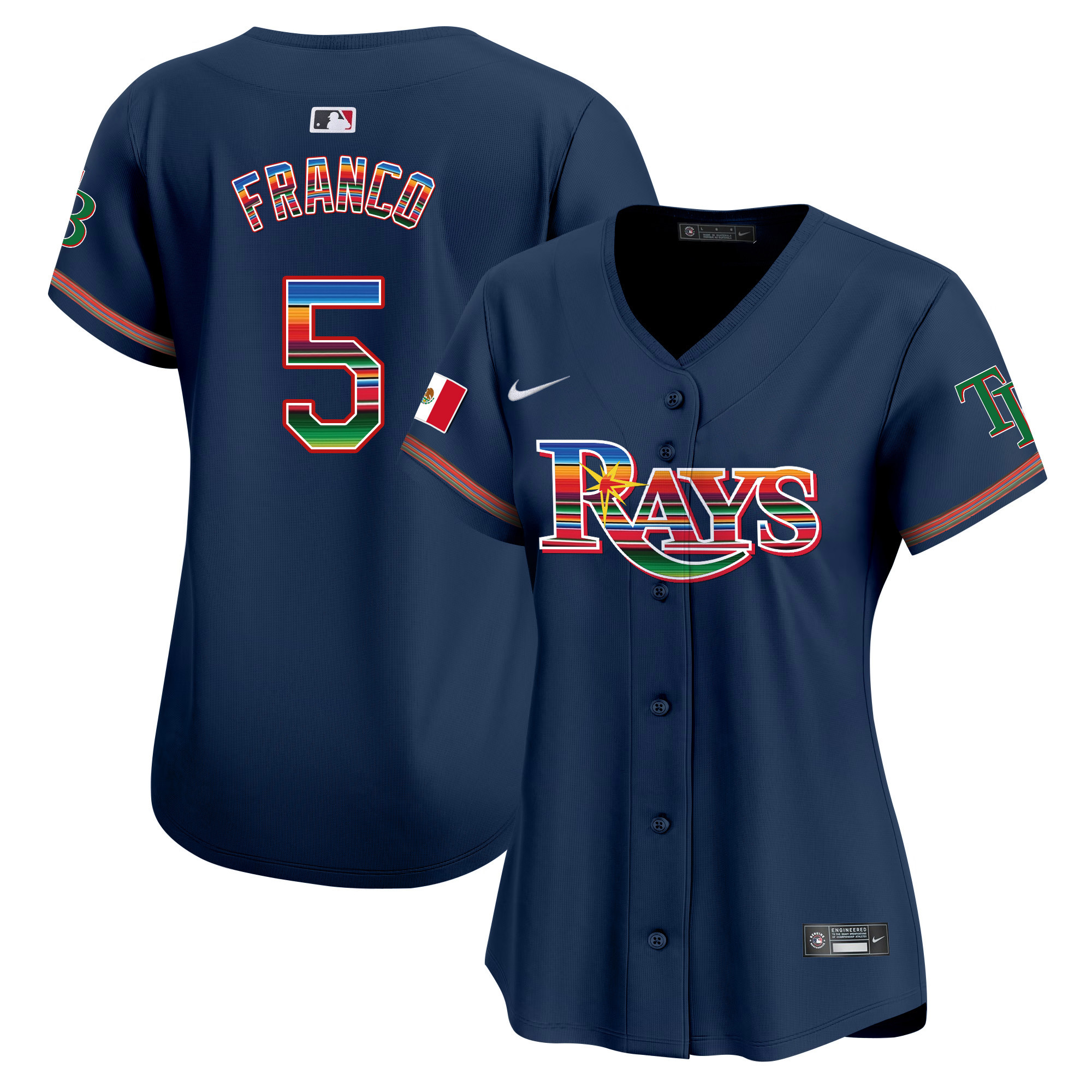 Wander Franco Women's Tampa Bay Rays Mexico Vapor Premier Limited Navy Jersey - All Stitched