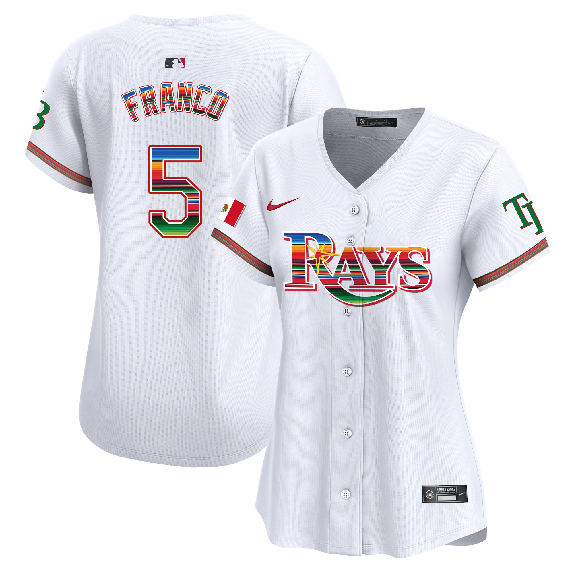Wander Franco Women's Tampa Bay Rays Mexico Vapor Premier Limited White Jersey - All Stitched