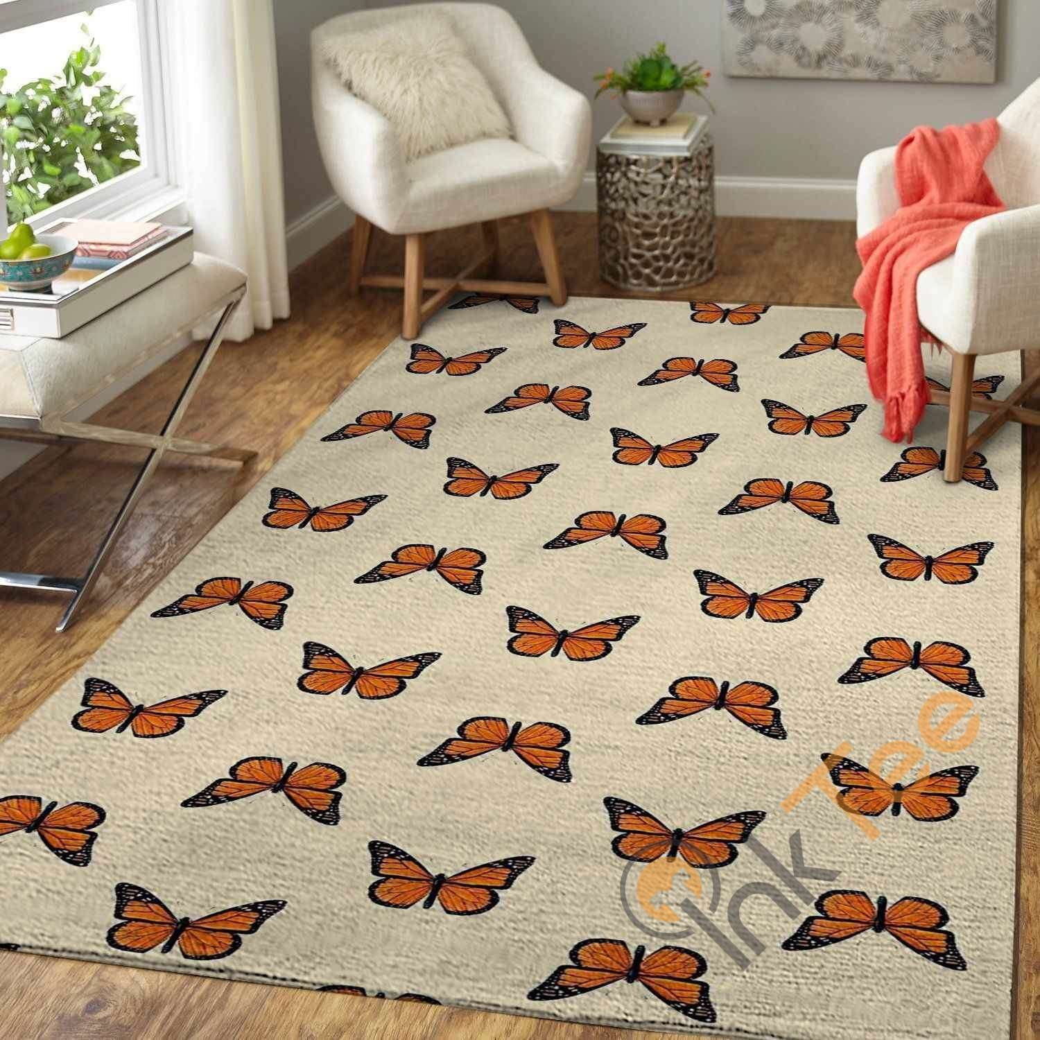Warm butterflies Area Rectangle Rug