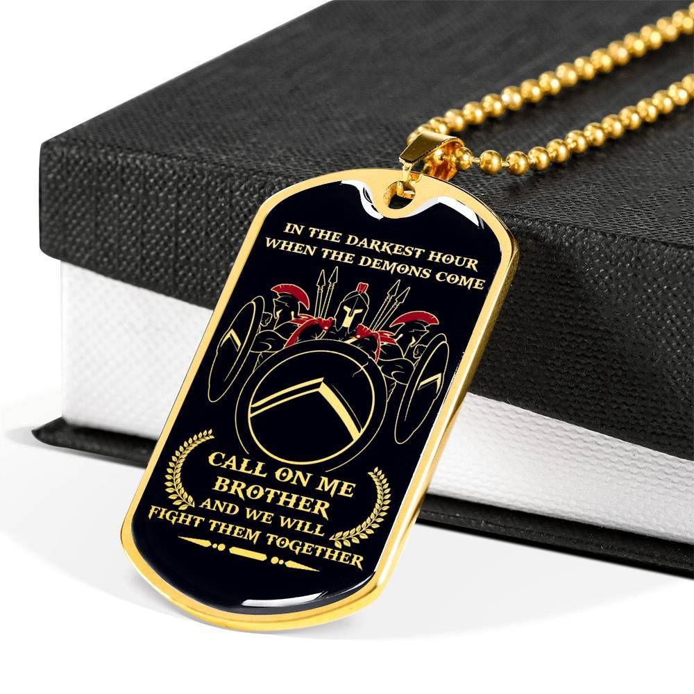 Warrior – Spartan – Call On Me Brother – English – Black – Military Ball Chain