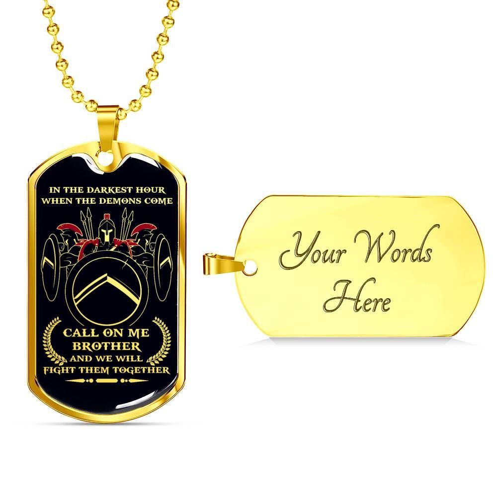 Warrior – Spartan – Call On Me Brother – English – Black – Military Ball Chain