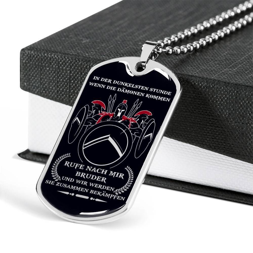 Warrior – Spartan – Call On Me Brother – German – Black – Military Ball Chain