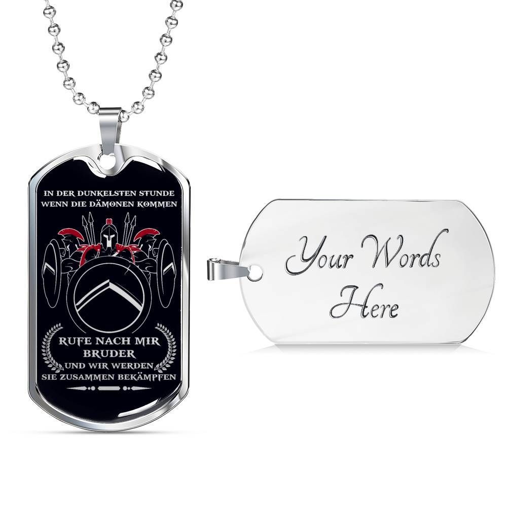 Warrior – Spartan – Call On Me Brother – German – Black – Military Ball Chain