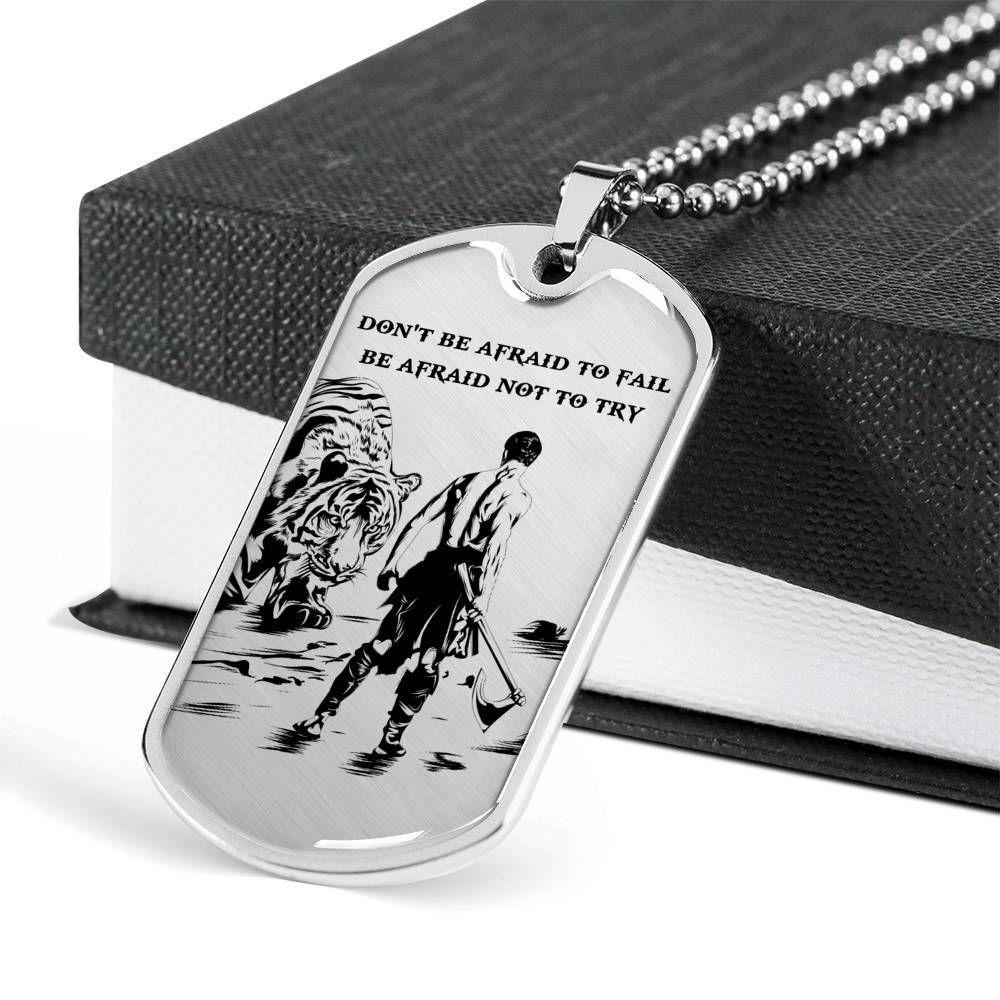 Warrior – Spartan – Don’t Be Afraid To Fail – Be Afraid Not To Try – Military Ball Chain