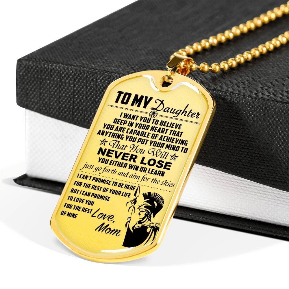 Warrior – Spartan – Mom To Daughter – Never Lose – English – Military Ball Chain