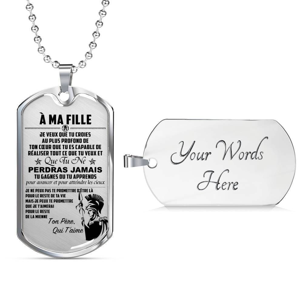 Warrior – Spartan – Mom To Daughter – Never Lose – French – Military Ball Chain