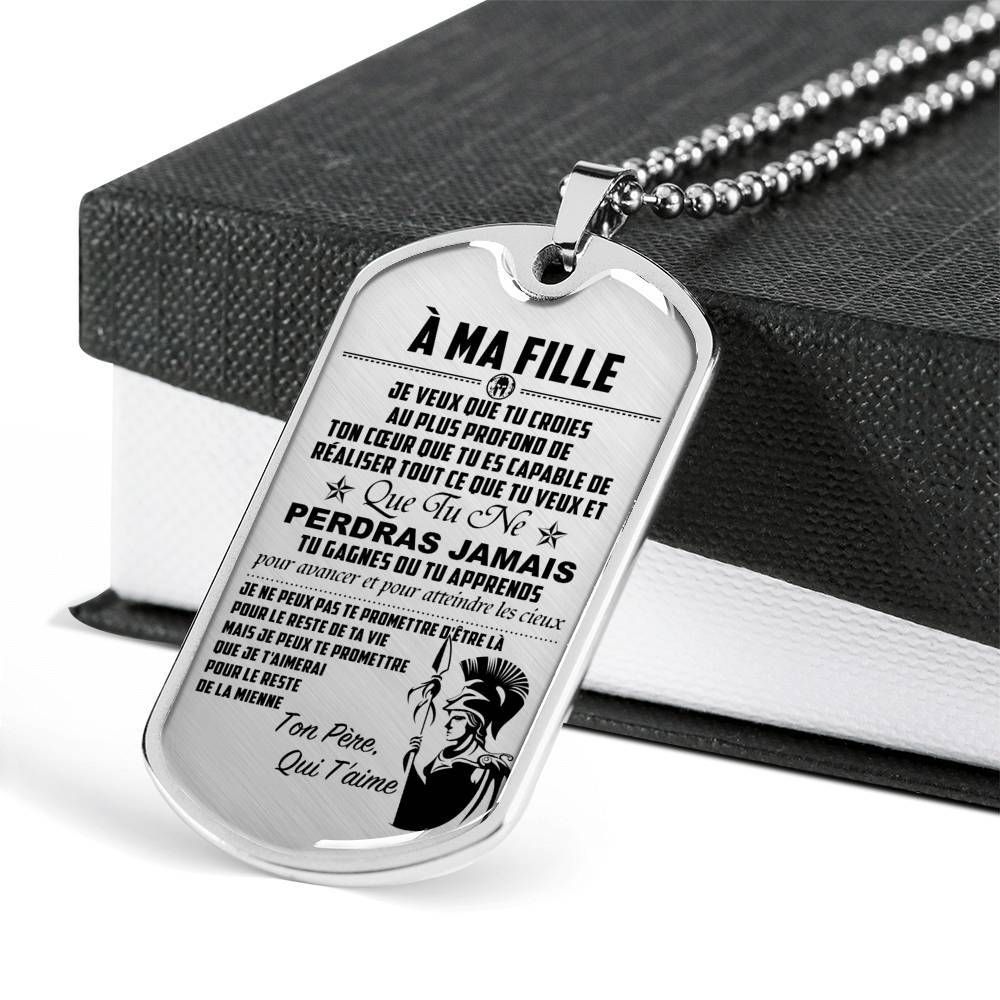 Warrior – Spartan – Mom To Daughter – Never Lose – French – Military Ball Chain