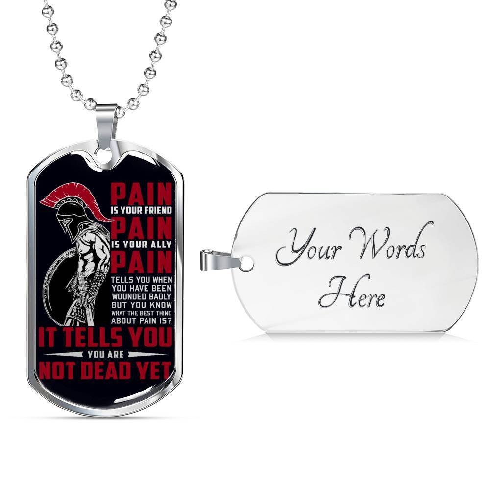 Warrior – Spartan – PAIN – You Are Not Dead Yet – Black – Military Ball Chain