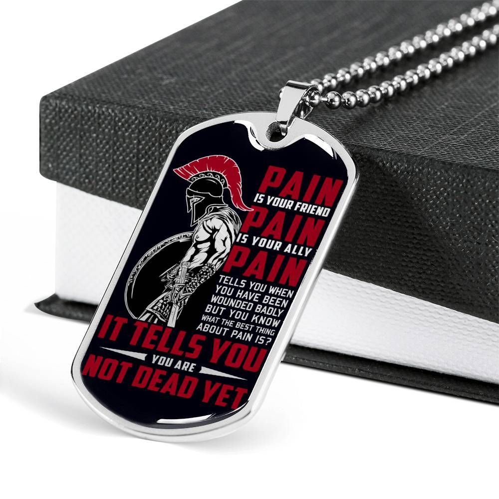 Warrior – Spartan – PAIN – You Are Not Dead Yet – Black – Military Ball Chain
