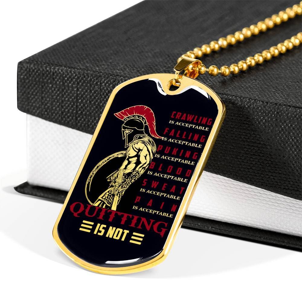 Warrior – Spartan – Quitting Is Not – Black – Military Ball Chain