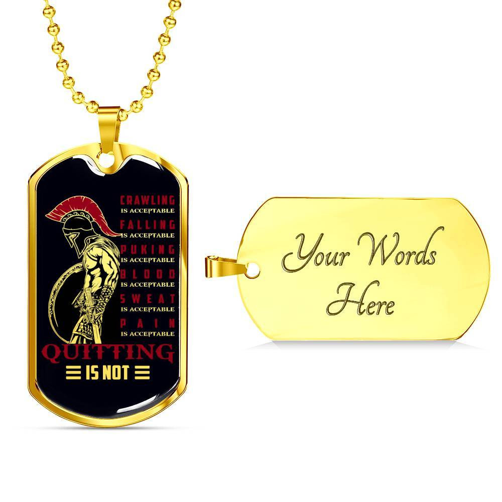 Warrior – Spartan – Quitting Is Not – Black – Military Ball Chain