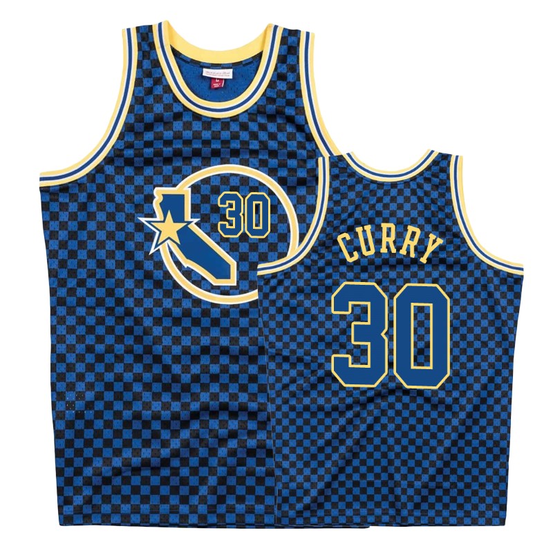 Warriors Male Stephen Curry #30 Checkerboard Royal Jersey