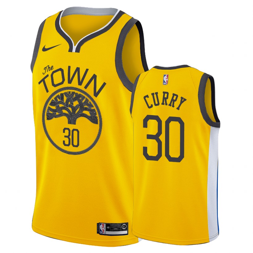 Warriors Male Stephen Curry #30 Earned Edition Gold Jersey