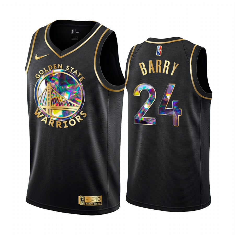 Warriors Rick Barry NBA 75th Anniversary Team Jersey Black Diamond Edition