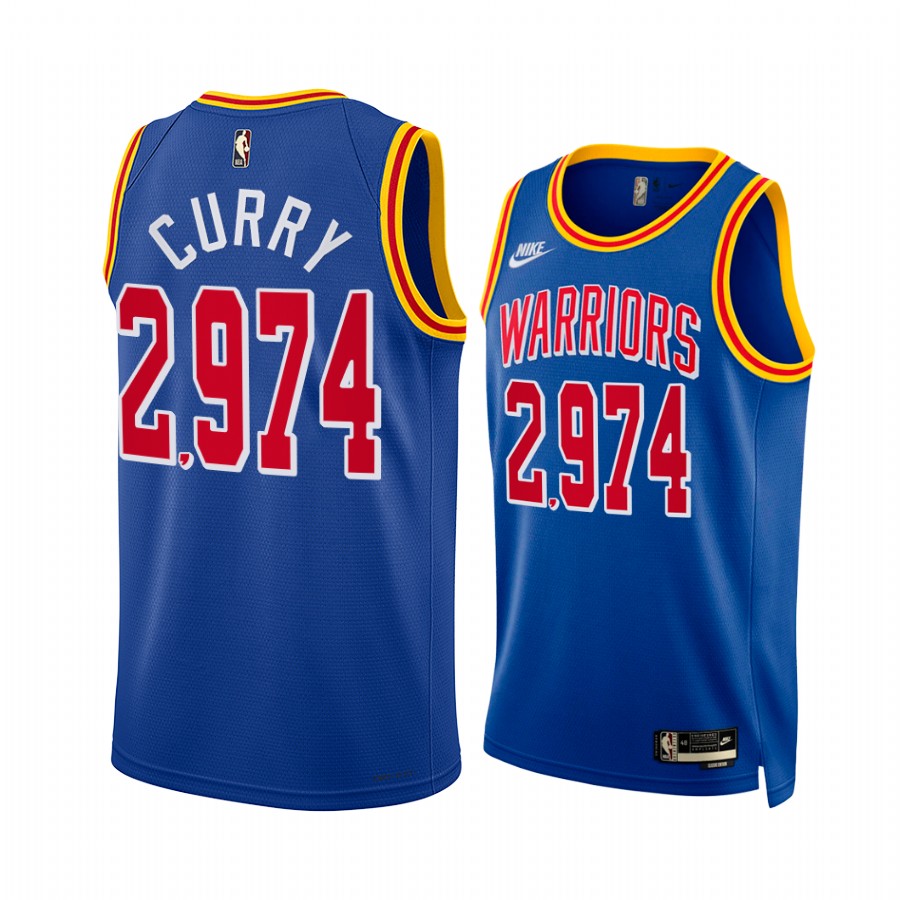 Warriors Stephen Curry Royal 2974 NBA all-time 3-point king #30 Jersey
