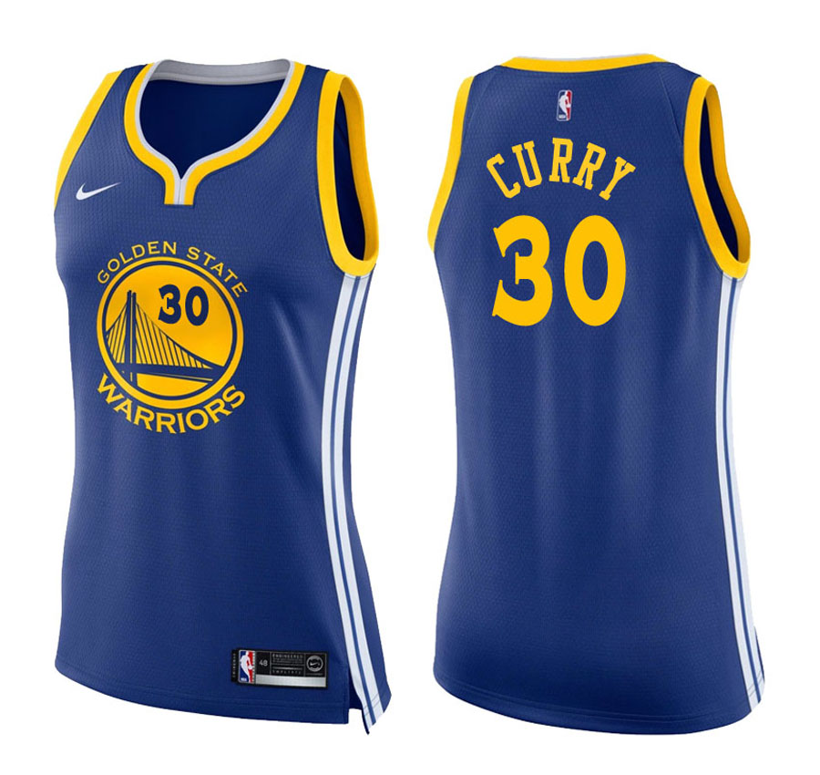 Warriors Women Stephen Curry #30 2017-18 Icon Blue Jersey