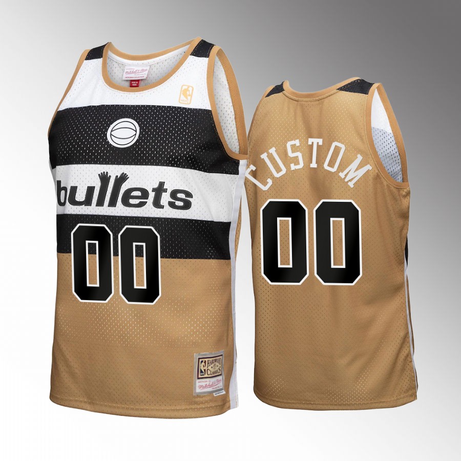 Washington Bullets Custom Gold Reload 3.0 Men Jersey Mitchell Ness