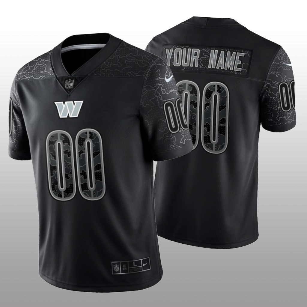 Washington Commanders Custom Black Jersey Reflective Limited - Men's