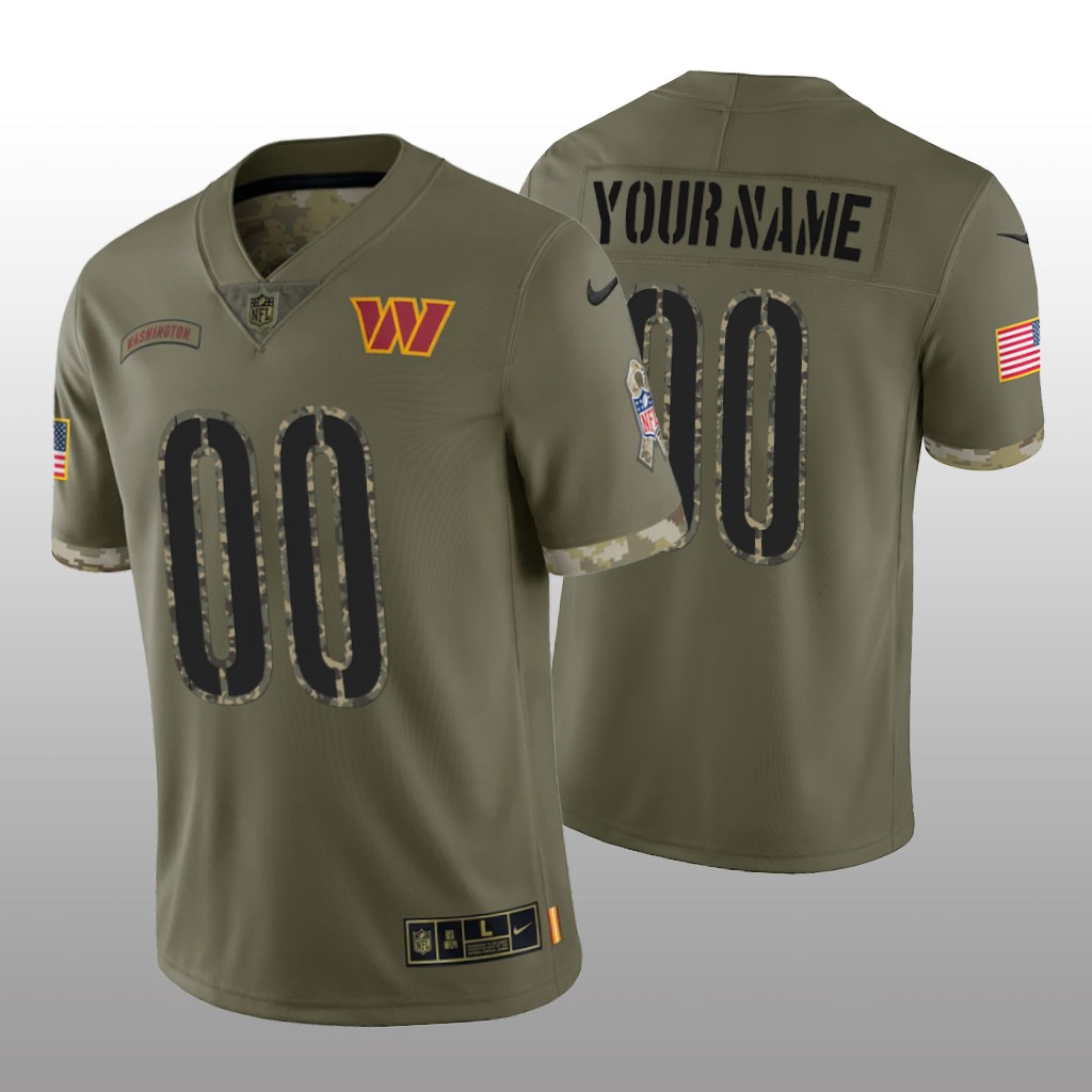 Washington Commanders Custom Olive Limited Jersey 2022 Salute To Service - Men's