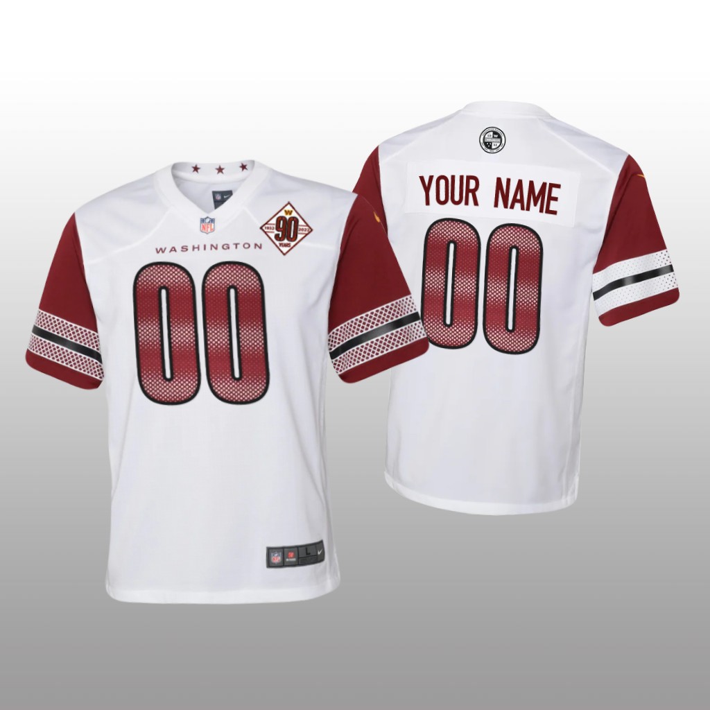 Washington Commanders Custom White Jersey 90th Anniversary - Youth