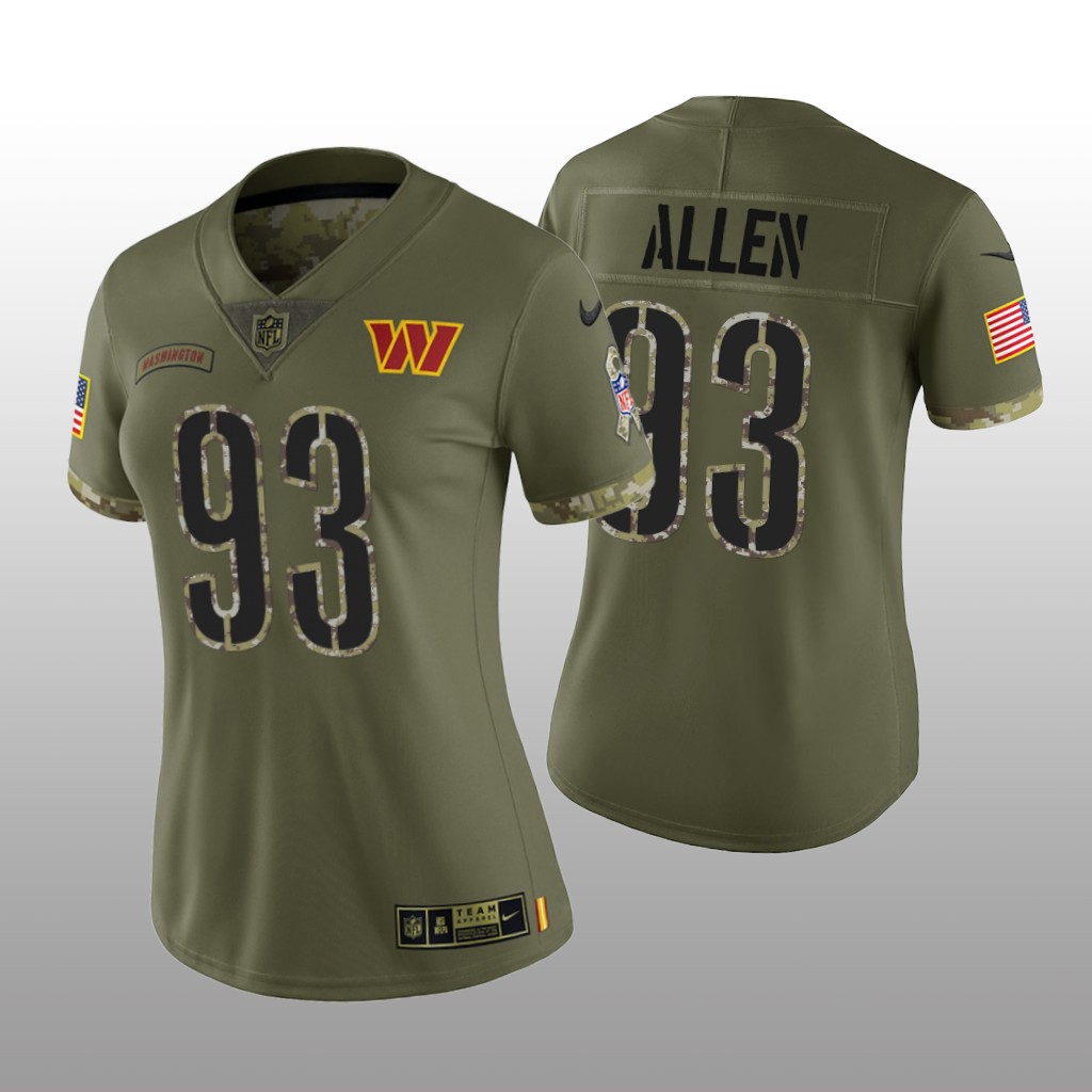 Washington Commanders Jonathan Allen Olive Limited Jersey 2022 Salute To Service - Women's