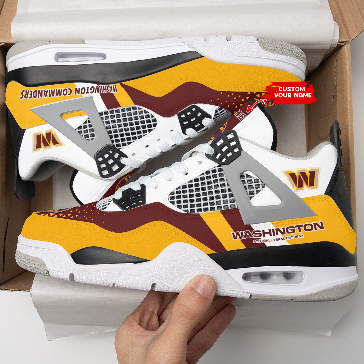 Washington Commanders Personalized Air Jordan 4 Sneaker