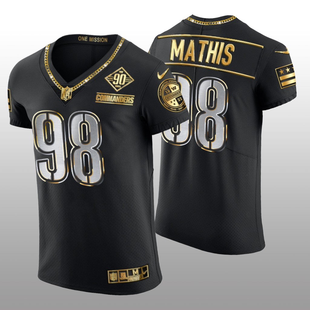 Washington Commanders Phidarian Mathis Black Gold Elite 90th Anniversary - Men's