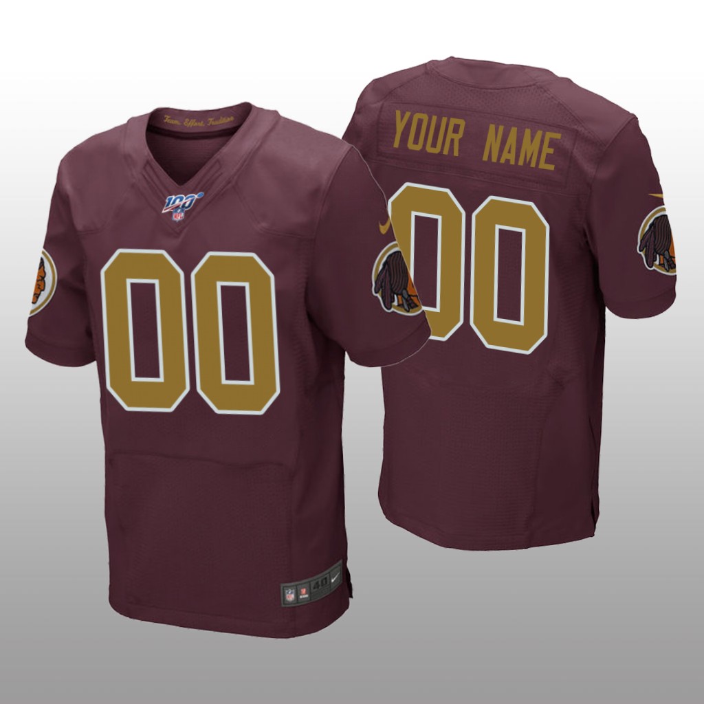 Washington Redskins Custom Burgundy Throwback Jersey 100th Season - Men's