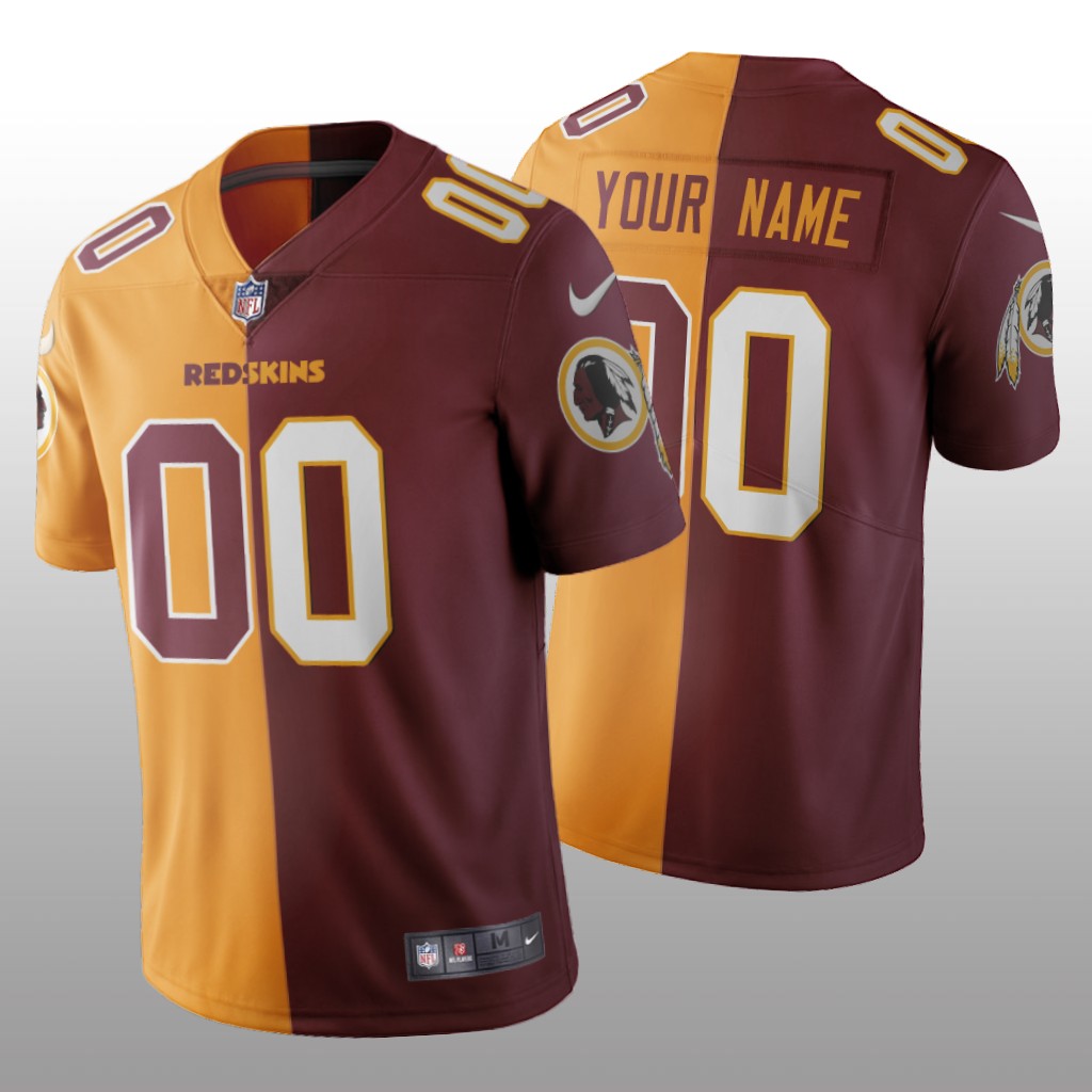 Washington Redskins Custom Gold Burgundy Vapor Limited Split Jersey Two Tone - Men's