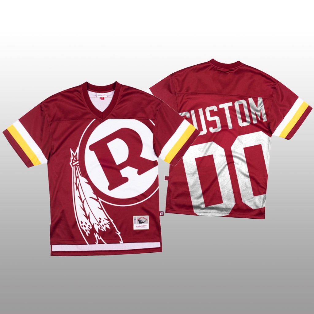Washington Redskins Custom Mitchell & Ness Burgundy Jersey Big Face - Men's