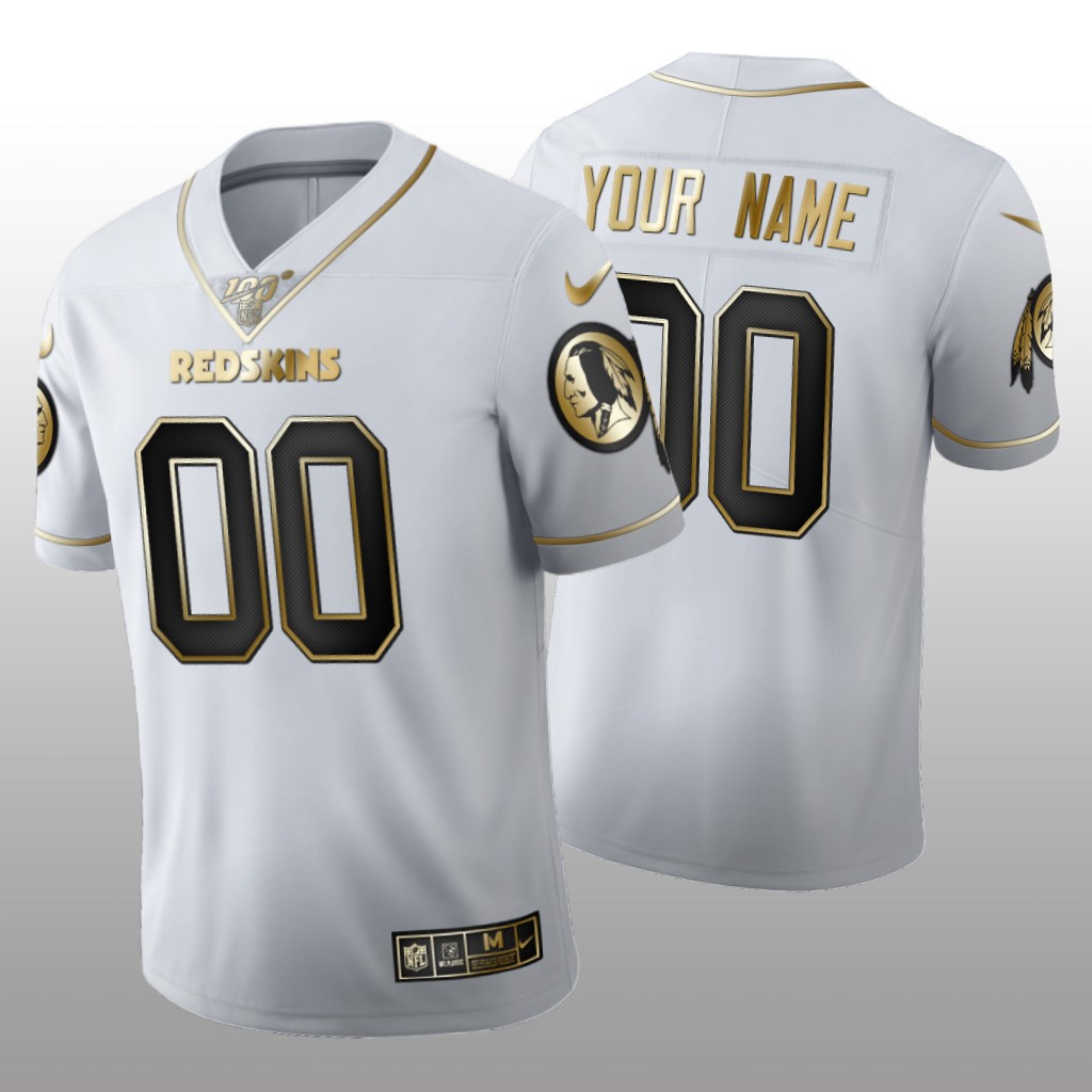Washington Redskins Custom White Golden Edition Jersey 100th Season Men's