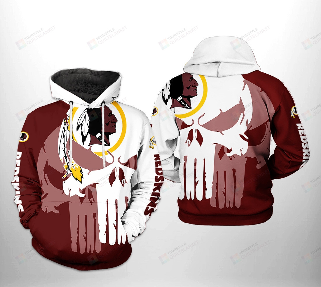 Washington Redskins Nfl Team Skull 3d All Over Print Hoodie Hoodie