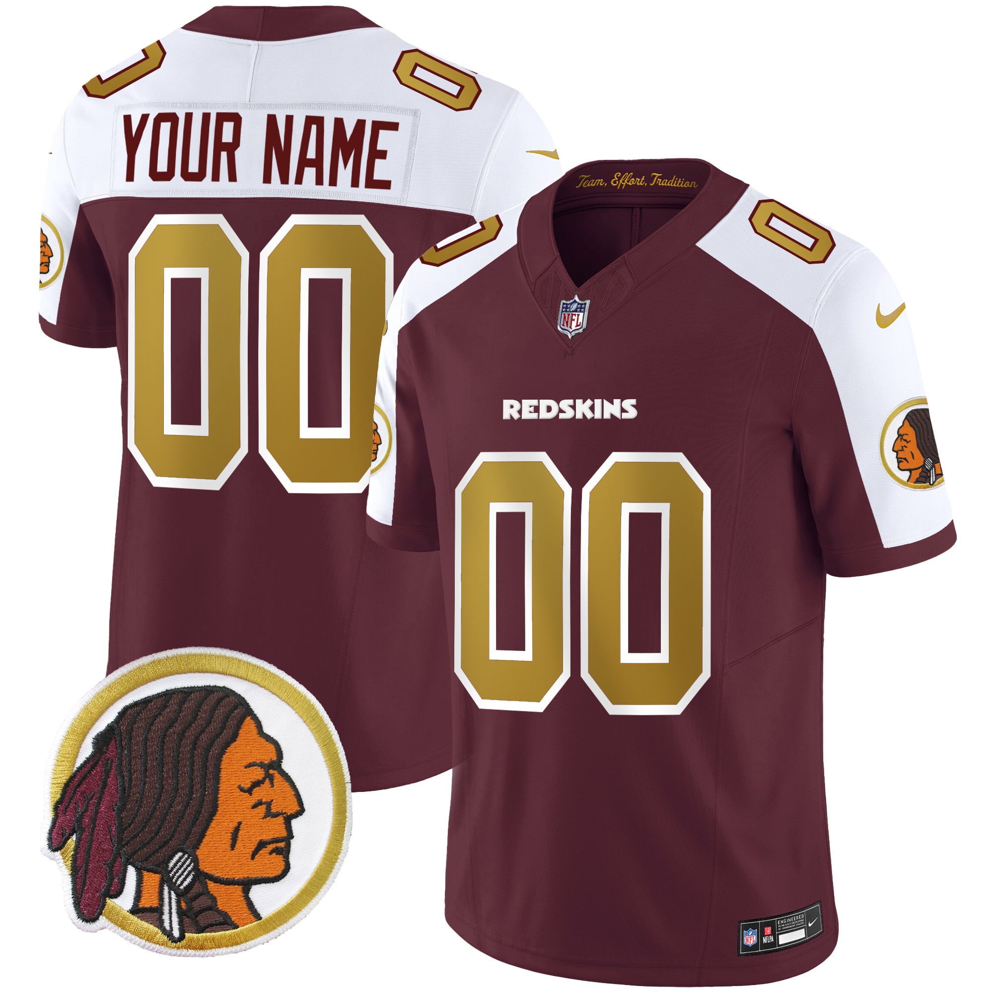 Washington Redskins Throwback Vapor Limited Custom Burgundy Alternate Jersey - All Stitched 