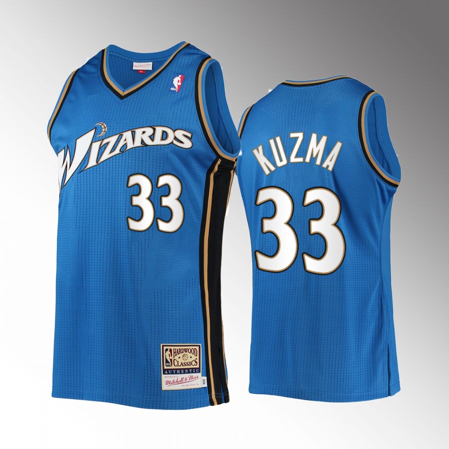 Washington Wizards Kyle Kuzma Blue Hardwood Classics Men Jersey