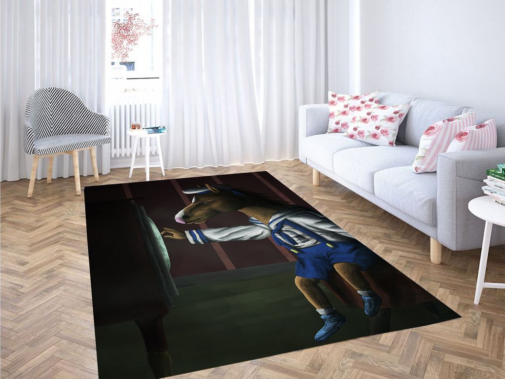 Watching Tv Bojack Horseman Living Room Modern Carpet Rectangle Rug