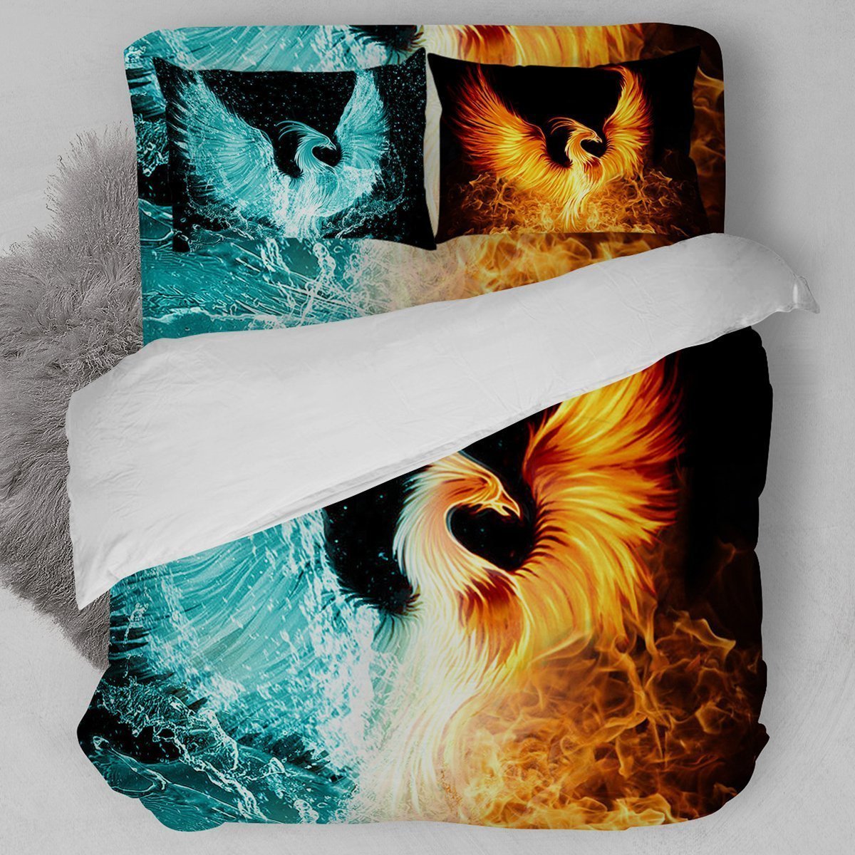 Water And Fire Phoenix Duvet Cover Bedding Set