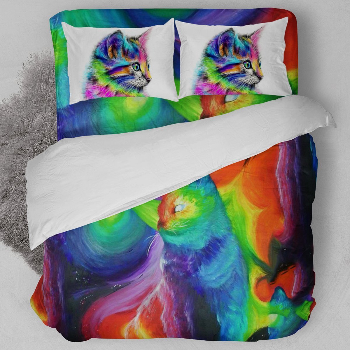 Watercolor Cat Duvet Cover Bedding Set
