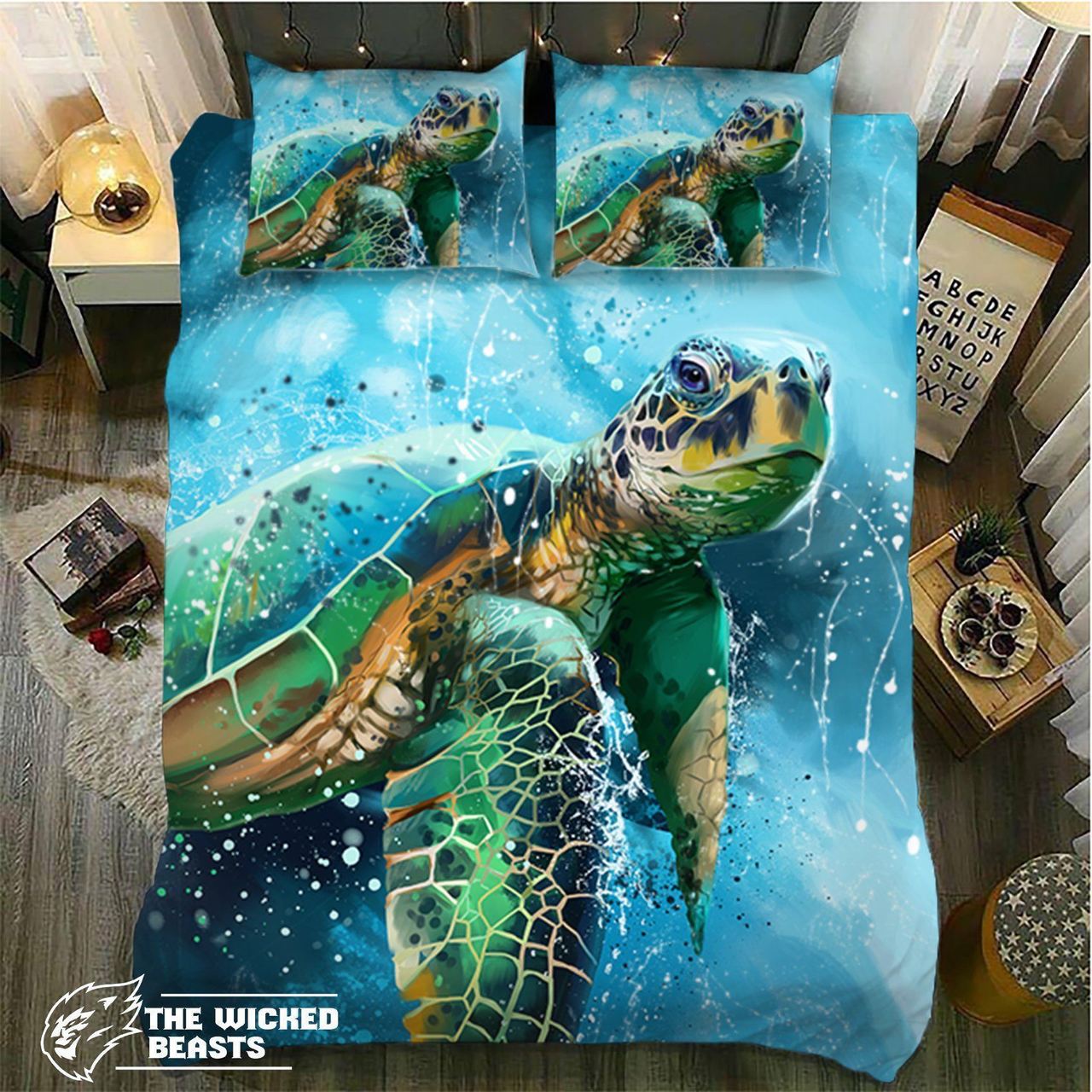 Watercolor Greenea Turtle 3D Customized Duvet Cover Bedding Set
