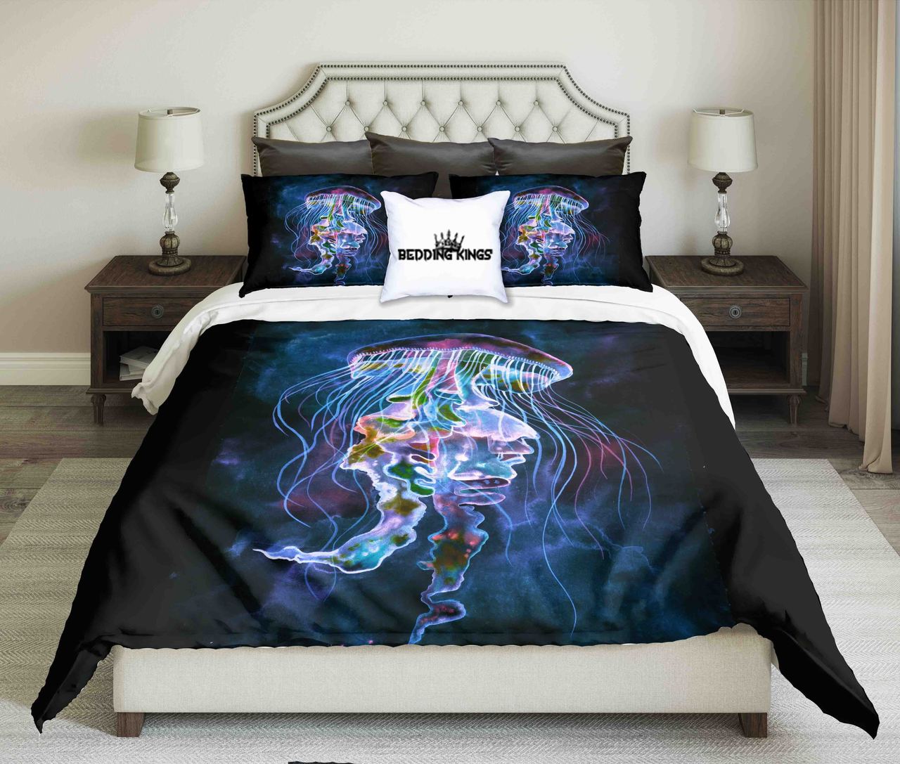 Watercolor Jellyfish Design Kings 3D Customized Duvet Cover Bedding Set